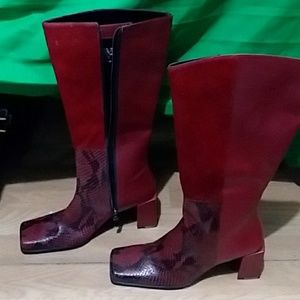 RED ENZO ANGIOLINI leather mid calf boot.  Sz. 8